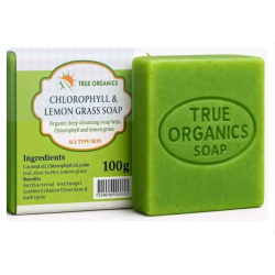 True Organics Chlorophyll & Lemon Grass Soap (Antibacterial, Antifungal, Clear Acne And Dark Spots)  (100 g)